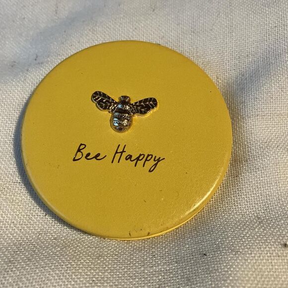 Yellow & Gold Bee Happy Mini Foldable Mirror - Picture 1 of 6